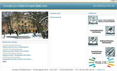 Sveriges Författarförbund, forfattarforbundet.se startsida 2007