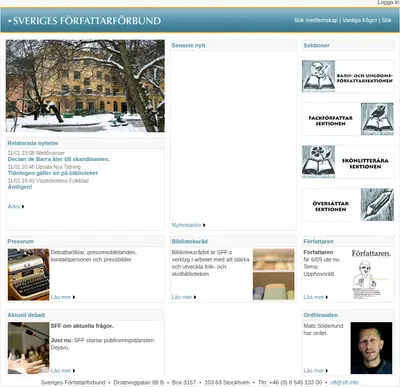 Sveriges Författarförbund, forfattarforbundet.se startsida 2010
