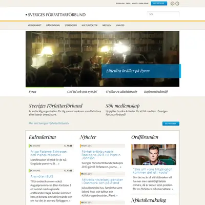 Sveriges Författarförbund, forfattarforbundet.se startsida 2014