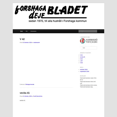 ForshagaDejeBladet startsida 2016