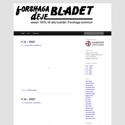 ForshagaDejeBladet startsida 2018