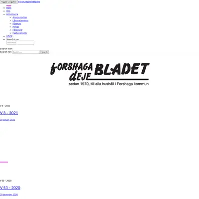 ForshagaDejeBladet startsida 2021