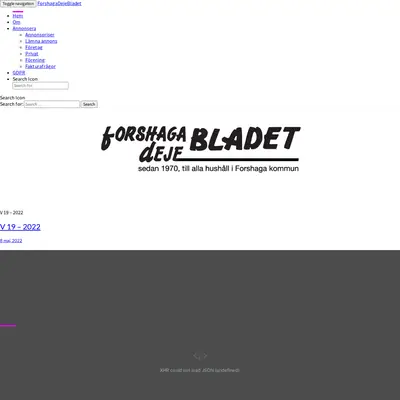 ForshagaDejeBladet startsida 2022