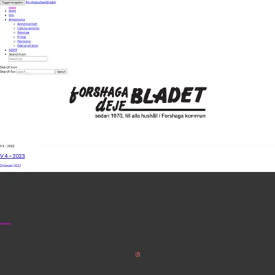 ForshagaDejeBladet startsida 2023