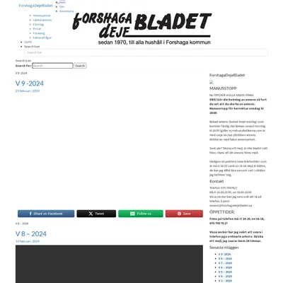 ForshagaDejeBladet startsida 2024