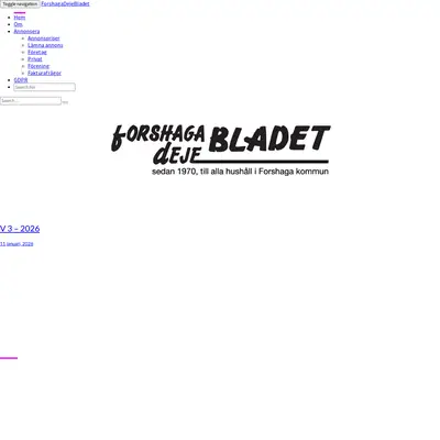 ForshagaDejeBladet startsida 2026