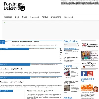 forshagadejenytt.se startsida 2017