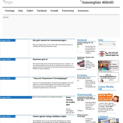 forshagadejenytt.se startsida 2018