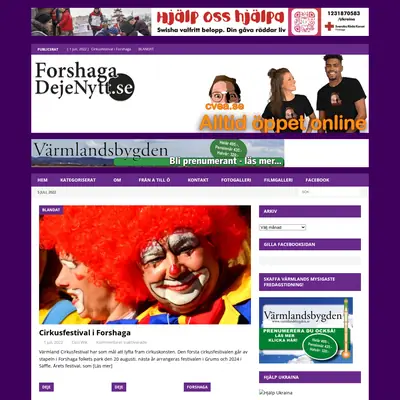 forshagadejenytt.se startsida 2022