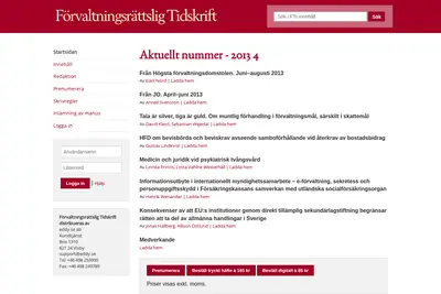 Förvaltningsrättslig Tidskrift startsida 2014