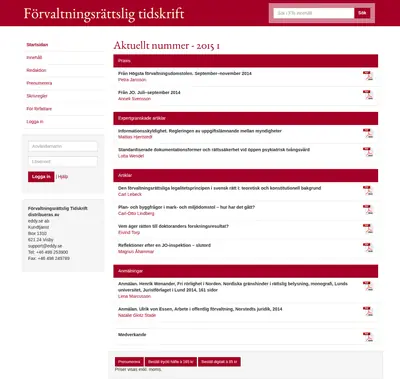 Förvaltningsrättslig Tidskrift startsida 2015