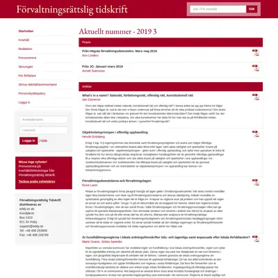 Förvaltningsrättslig Tidskrift startsida 2019