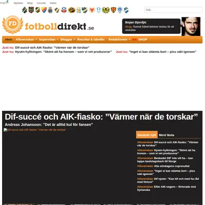 www.fotbolldirekt.se startsida 2013