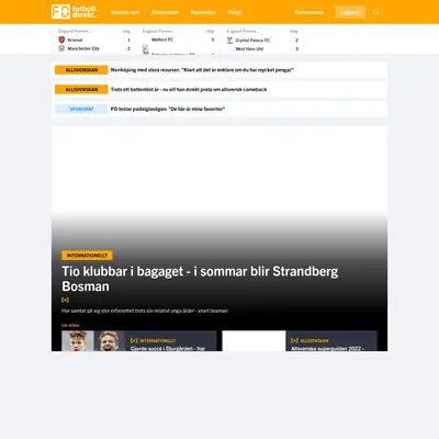 www.fotbolldirekt.se startsida 2022