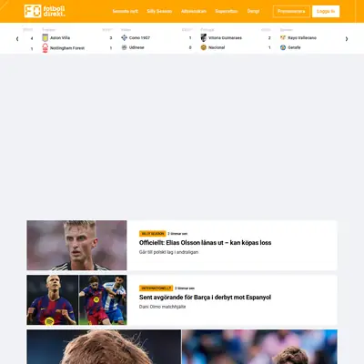 www.fotbolldirekt.se startsida 2026