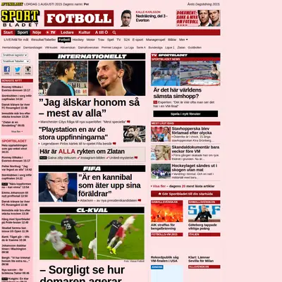 Fotbollsbladet startsida 2015