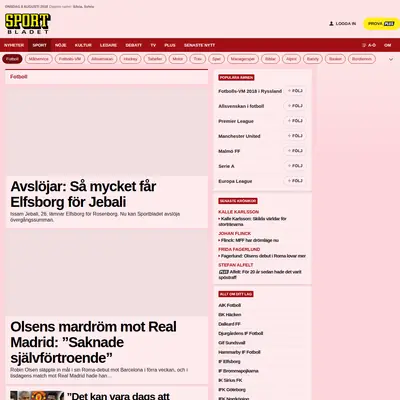 Fotbollsbladet startsida 2018