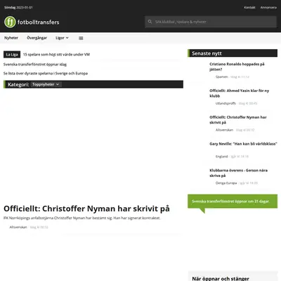 fotbolltransfers.com startsida 2023