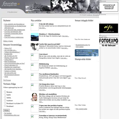 Fotosidan Magasin startsida 2002