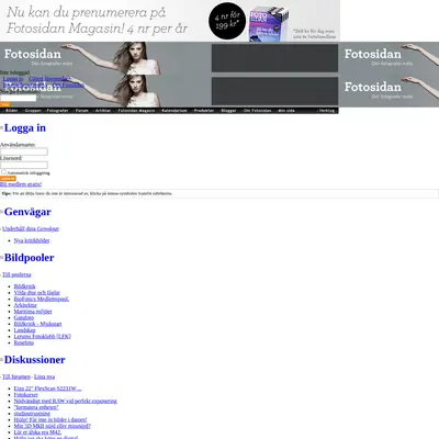 Fotosidan Magasin startsida 2009
