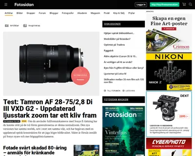 Fotosidan Magasin startsida 2023