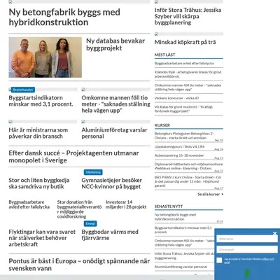 Framtidens Bygg startsida 2022