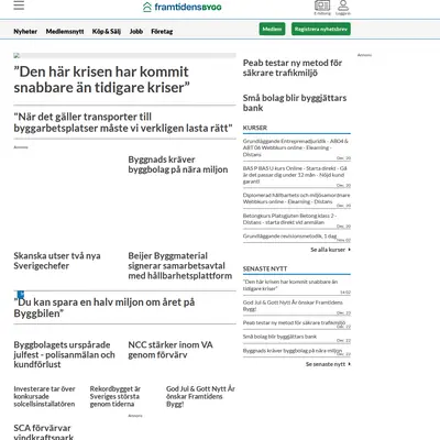Framtidens Bygg startsida 2023