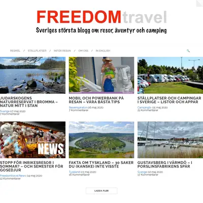 www.freedomtravel.se startsida 2020