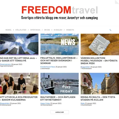 www.freedomtravel.se startsida 2021