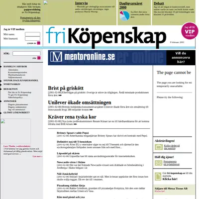Fri Köpenskap startsida 2001