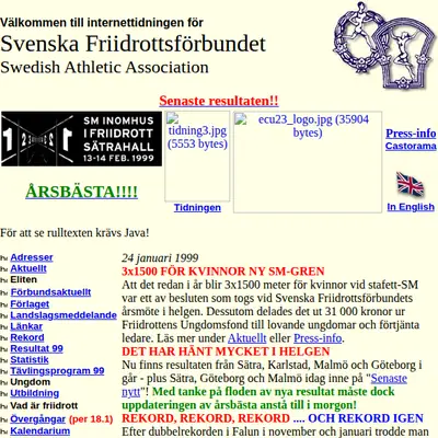 www.friidrott.se startsida 1999
