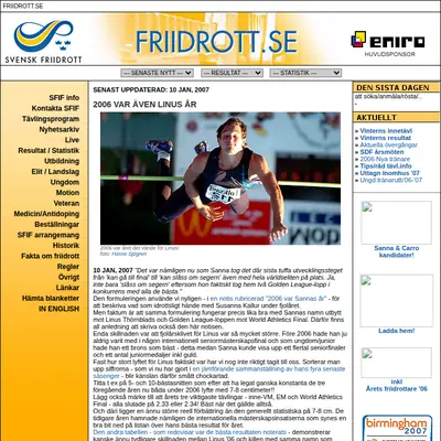 www.friidrott.se startsida 2007