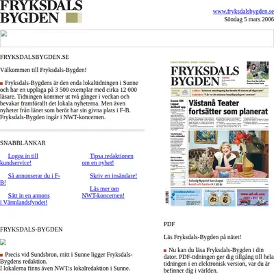 www.fryksdalsbygden.se startsida 2006