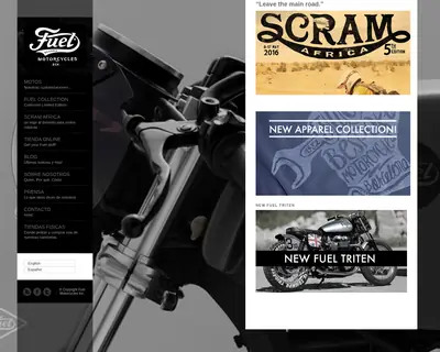 Fuel Motorcycles startsida 2016
