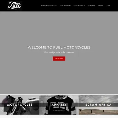 Fuel Motorcycles startsida 2017