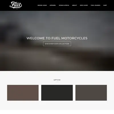 Fuel Motorcycles startsida 2019
