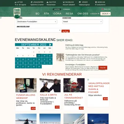 funasfjallen.se startsida 2020