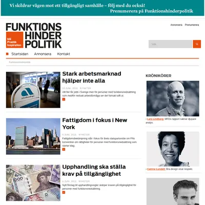 Funktionshinderpolitik, funktionshinderpolitik.se startsida 2015