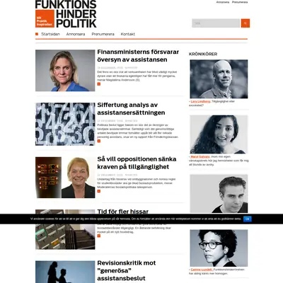 Funktionshinderpolitik, funktionshinderpolitik.se startsida 2016