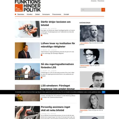 Funktionshinderpolitik, funktionshinderpolitik.se startsida 2019