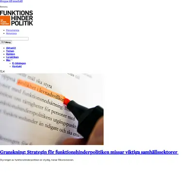 Funktionshinderpolitik, funktionshinderpolitik.se startsida 2025