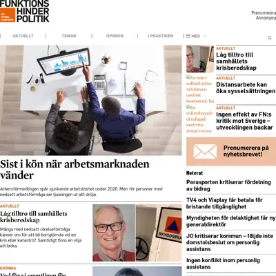 Funktionshinderpolitik, funktionshinderpolitik.se startsida 2026