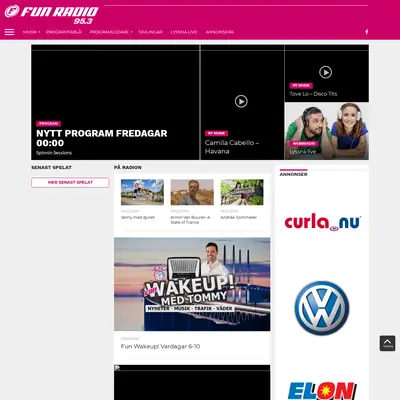 Fun Radio startsida 2018