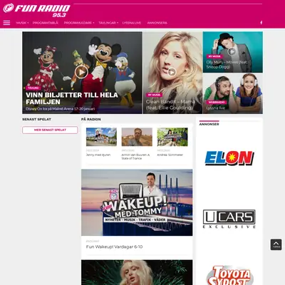 Fun Radio startsida 2019