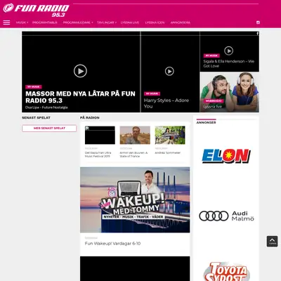 Fun Radio startsida 2020