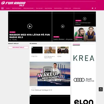 Fun Radio startsida 2021