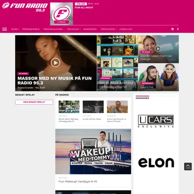 Fun Radio startsida 2024