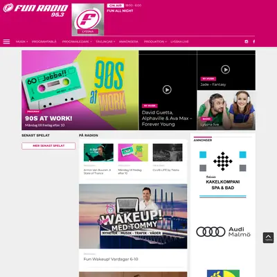 Fun Radio startsida 2025