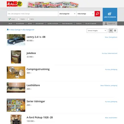 Fyndbörsen startsida 2021