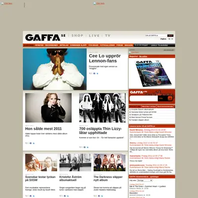 GAFFA startsida 2012
